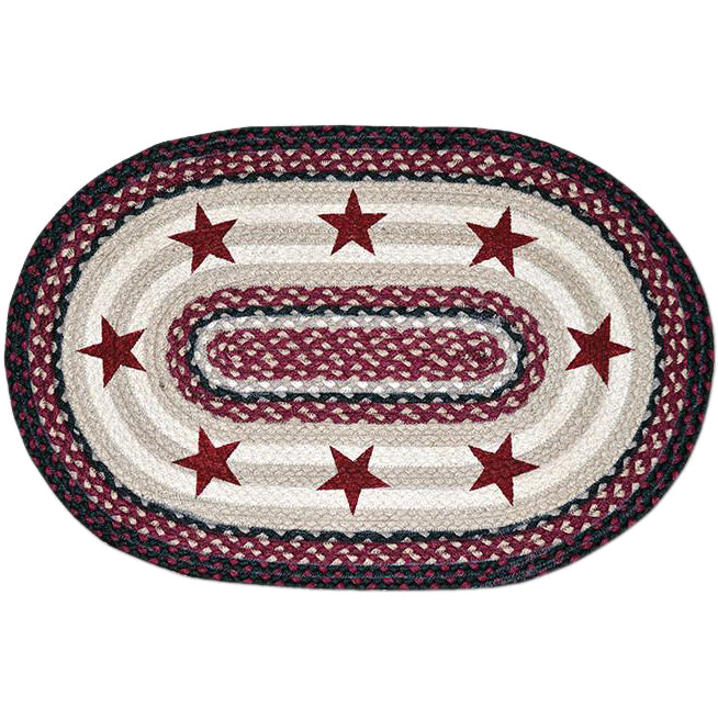 Braided Star Rug Burgundy and Black