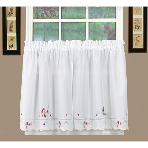 Curtains white rose accents