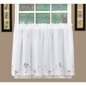 Curtains white rose accents
