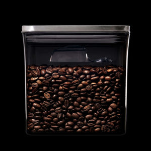 Clear container with coffee beans