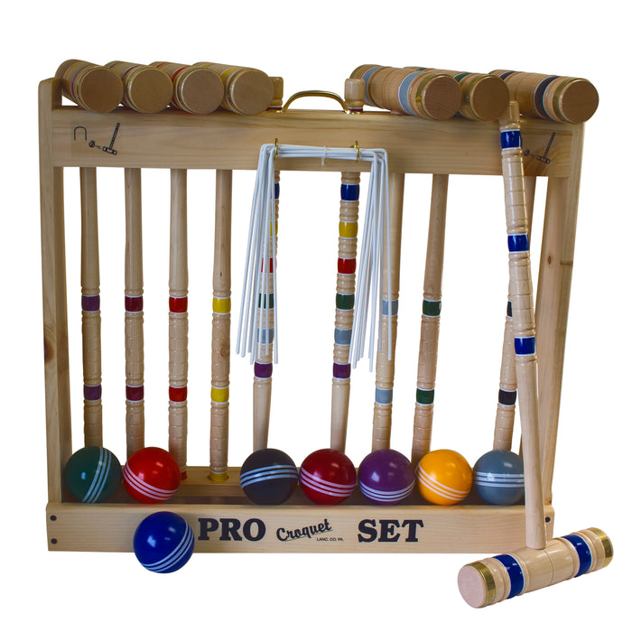 Handcrafted Wooden 8 Player Pro Croquet Set