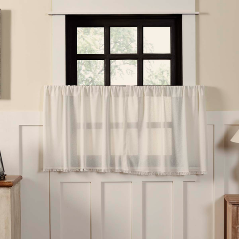 VHC Antique white tobacco cloth tier curtains 1 pair.