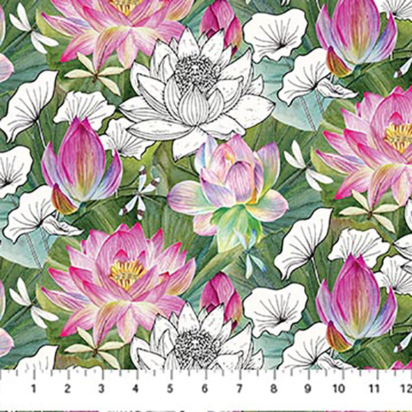 Water Lilies Collection Floral Cotton Fabric DP25058