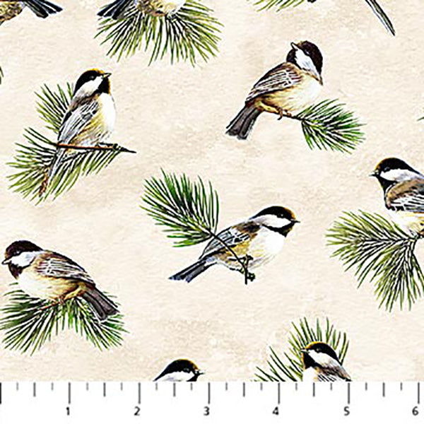 Cabin View Collection Chickadees Cotton Fabric DP25117-12