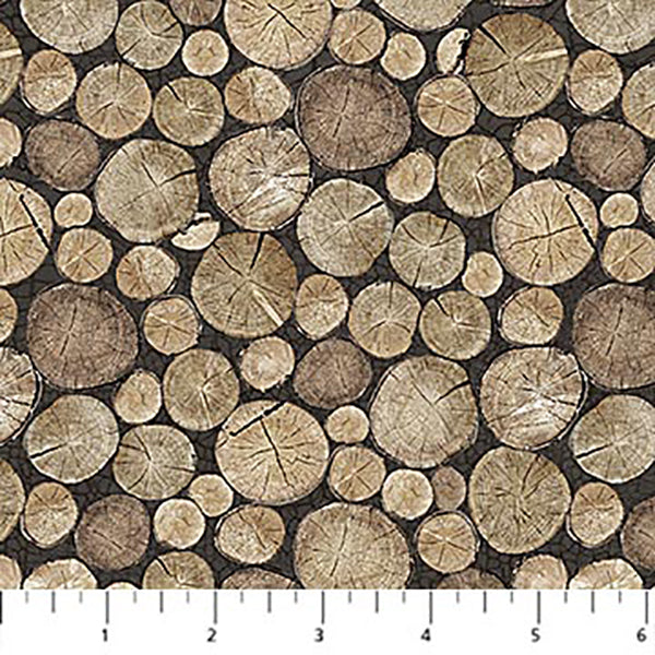 Cabin View Collection Crosscut Logs Cotton Fabric DP25120-14