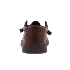 Lamo men's Paul waxed chocolate shoe, heel view