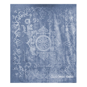 Embossed Slate Blue 79" x 95" Plush Queen-sized Blanket BLKT-2411-SB 
