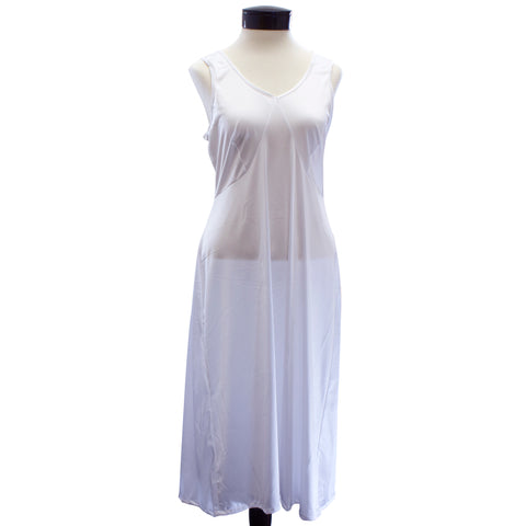 Women's white slip with wide straps.