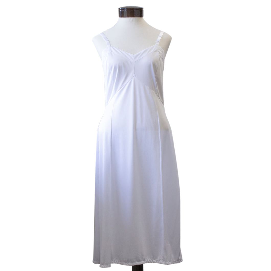 TRIUMPH WHITE VINTAGE nylon lacy mini full bra slip petticoat size