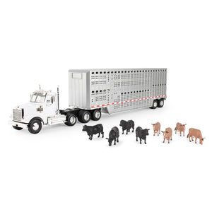 Freightliner 122SD Semi with Livestock Trailer and Cattle 47362