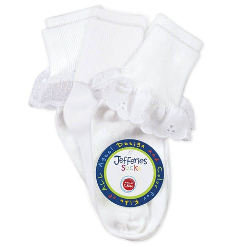 Girls Eyelet, Cuff, & Lace Socks 3 Pack 2153