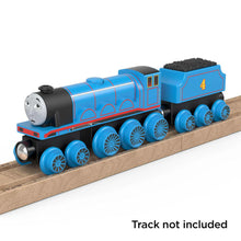 Gordon toy train on wooden railway (not included)