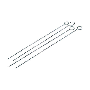 set of 4 stainless steel grilling skewers shown on side