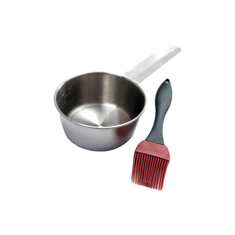 Grill basting set with stainless steel bowl and silicone basting brush