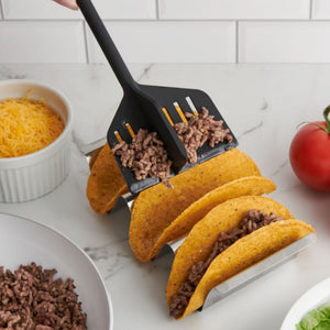 Ground Meat Chopper and Turner 22117 filling tacos