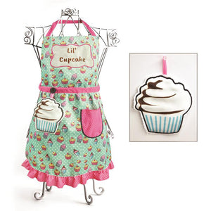 Lil' Cupcake Child's Kitchen Apron and Hand Towel Set IOIZCB