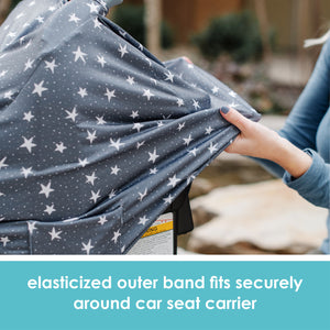 Elasticized Outer Band Fits Securely Around Car Seat Carrier