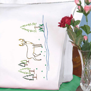 Jack Dempsey Needle Art Deer Embroidery Design Pillowcases 1600-688