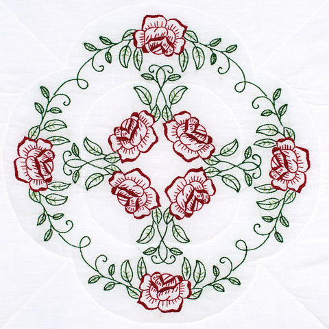 Circle of Roses 18-Inch Quilt Block