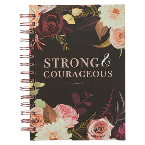 Christian Art Gifts Strong and Courageous Merlot Bouquet Large Wirebound Journal - Joshua 1:9 JLW127