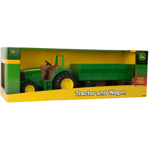 John Deere toy tractore and wagon.