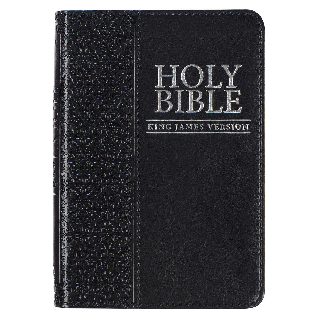Black Faux Leather King James Version Pocket Bible KJV013 front