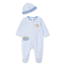 Elephant Stripe Baby Boy Sleeper and Hat LBQ11916N