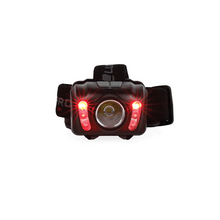 LuxPro Multi- Color Headlamp showing red flood light