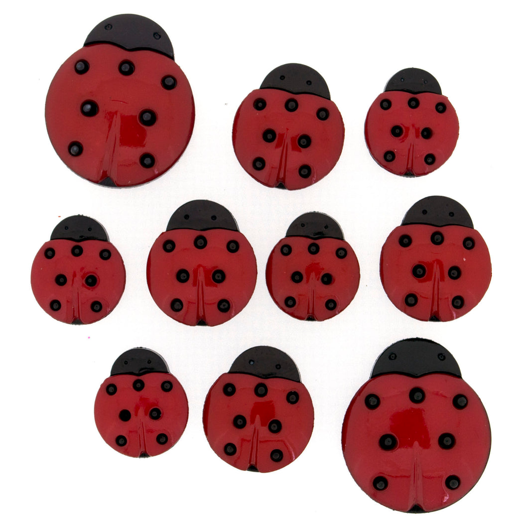 Ladybug Buttons in assorted sizes.