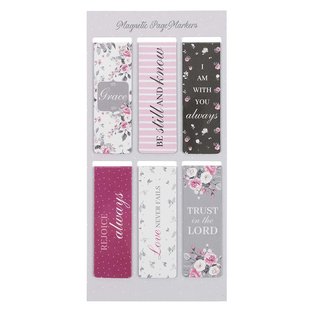 Pink Roses Magnetic Bookmarks Set MGB065