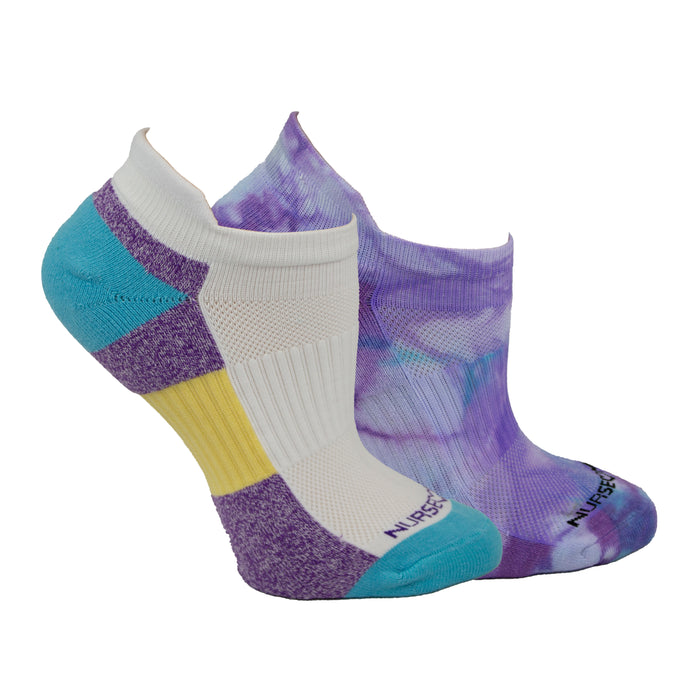 Nurse Mates 2-Pair Violet Mist Tie Dye Compression Anklet Sock NA0039599