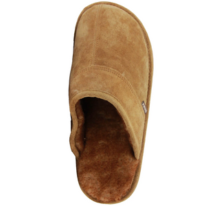 Lamo men's scuff in chestnut tan, top view