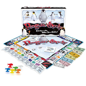 Penguin-opoly board game and playing pieces.
