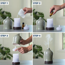 Add aromatherapy oil to a diffuser.
