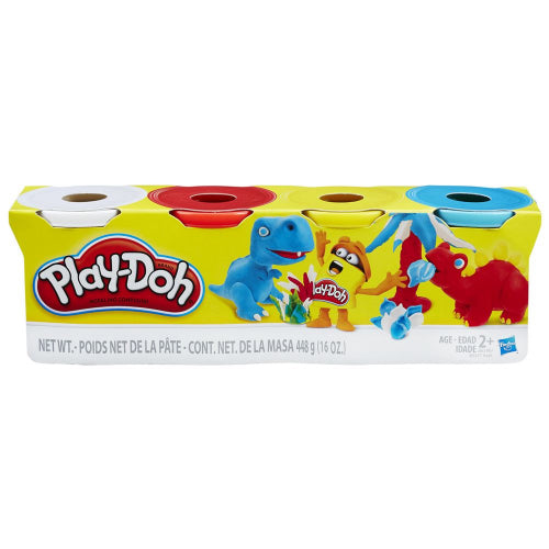 Hasbro Classic Color Basic Playdoh B5517 package of 4 tubs: white, red, yellow, blue