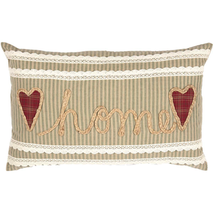 Pillow with the word home on it.