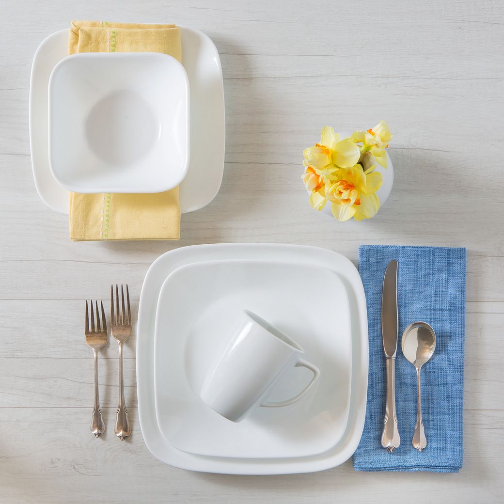 Corelle Square Pure White 16-Piece Dinnerware Set 
