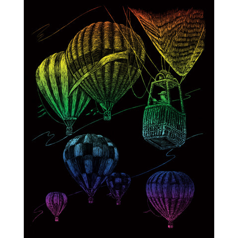 Engraving Art Rainbow Hot Air Balloon RAIN-23