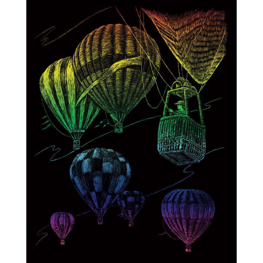 Engraving Art Rainbow Hot Air Balloon RAIN-23