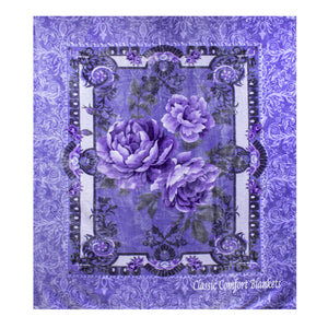 Lavender Rose Garden 79" x 95" Plush Queen-sized Blanket BLKT-1960-LV 