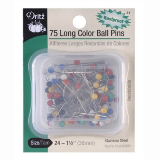 Dritz Long Colored Ball Head Pins S-31