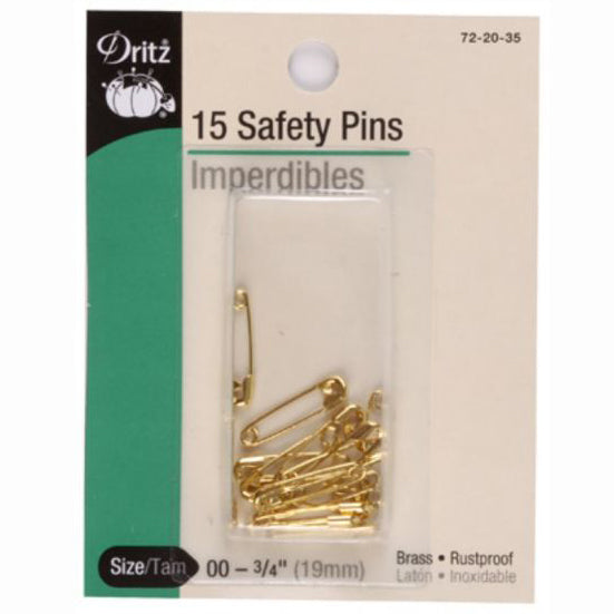 Small Safety Pins. Gold Colour 19mm Brass Metal Sewing Craft Mini Pack 100