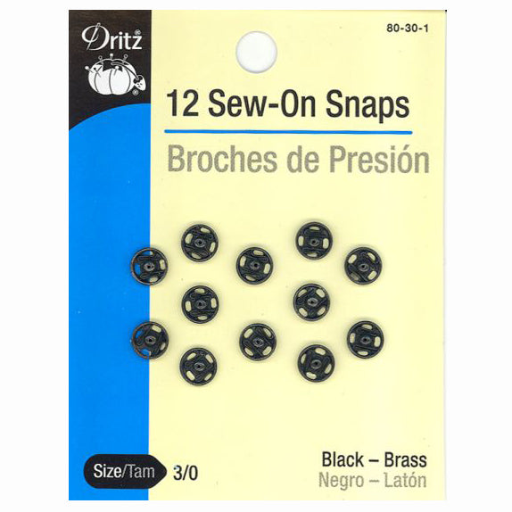 Dritz Black Sew On Snaps S-80-1-30