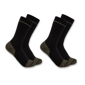 Men's Mid-weight Cotton Blend Steel Toe Boot Sock 2-pack black