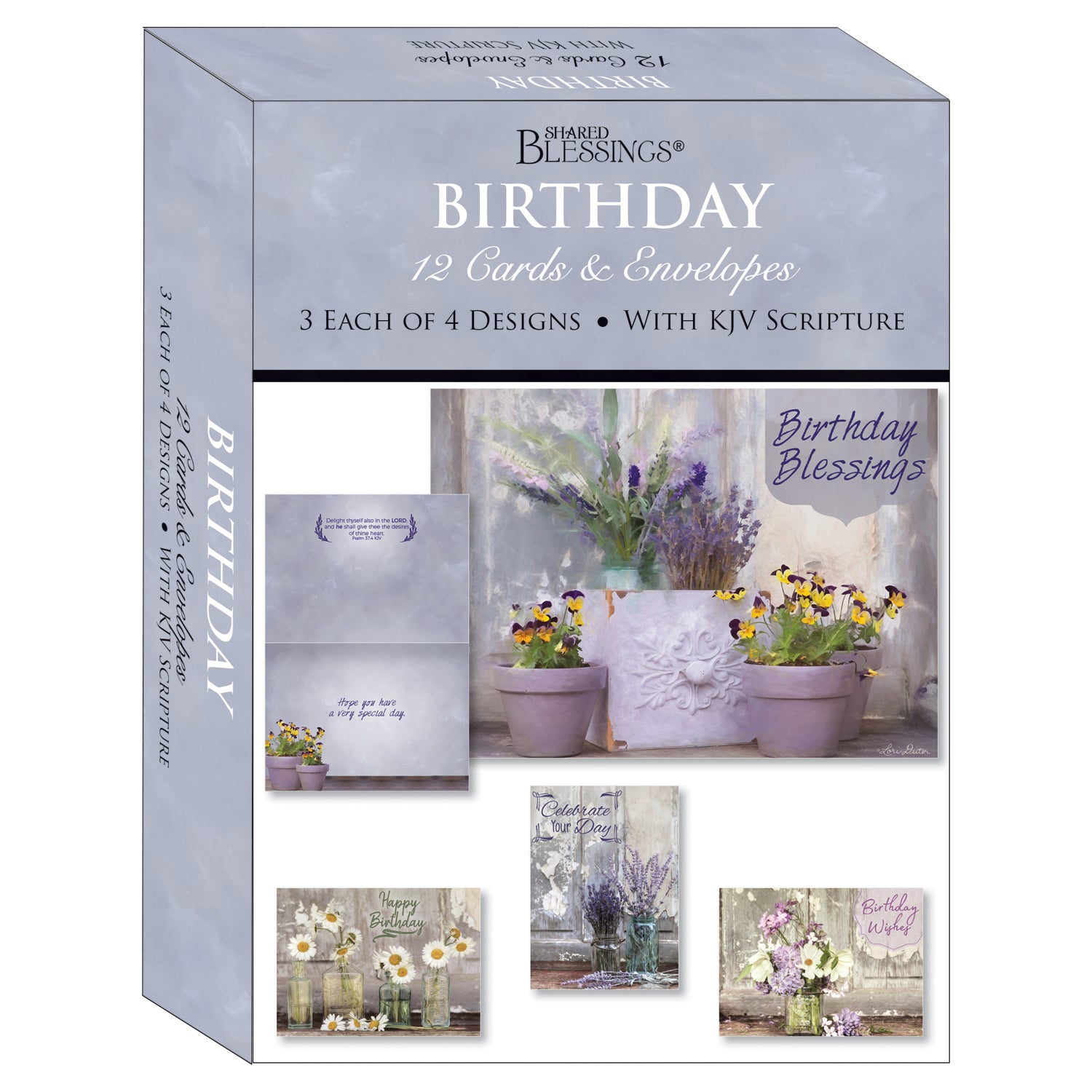 Lavender Blooms Greeting Card Organizer Box - Stores 140+ Cards (Not Included). 7 x 9 x 9-1/2