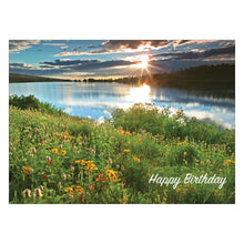 Birthday card mountain lake.