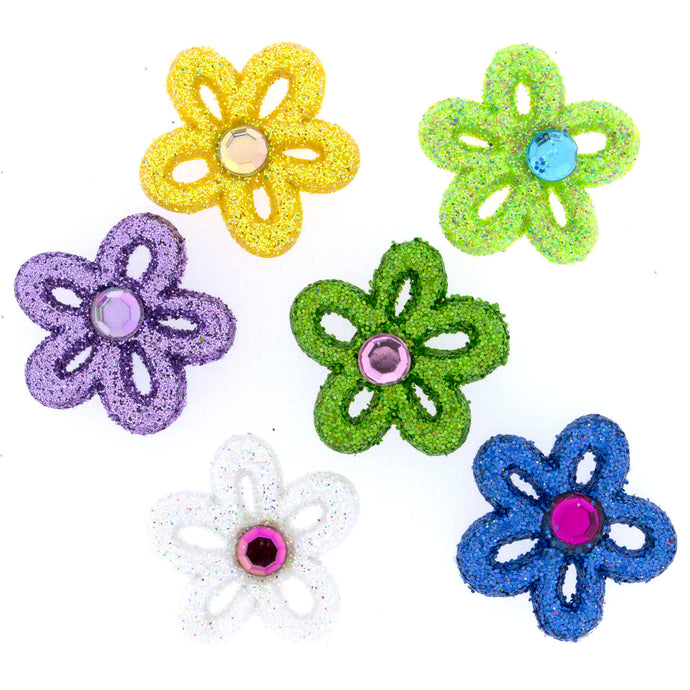 Glue on sparkle flower buttons