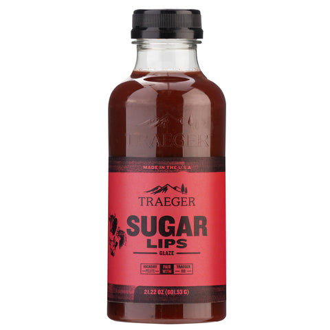 Traeger sugar lips glaze in glass bottle