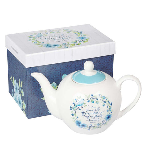 A Sweet Friendship Ceramic Teapot - Proverbs 27:9 Teapot with Gift Box