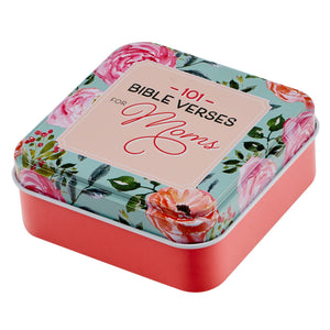 Christian Art Gifts 101 Bible Verses For Moms Coral Pink Scripture Cards in a Tin TIN034